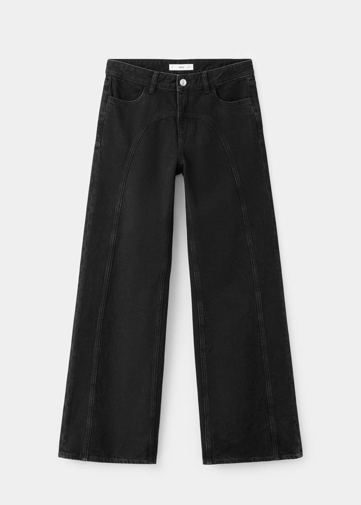 Low-waist wide-leg jeans — Black denim