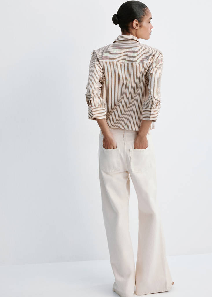 Striped shirt with strass — Brown
