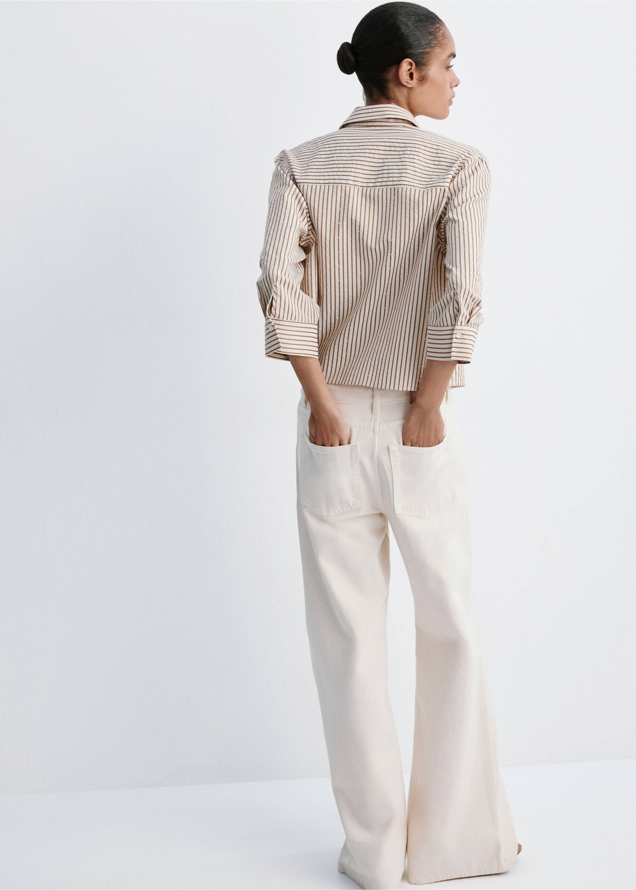 Striped rhinestone shirt - الجهة الخلفية للمنتج, بني. Ref: 37014086-00.