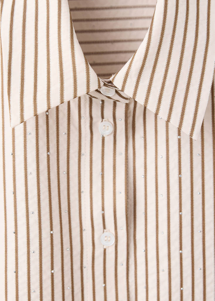 Striped shirt with strass — Brown