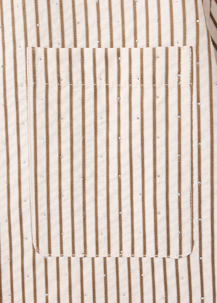 Striped shirt with strass — Brown