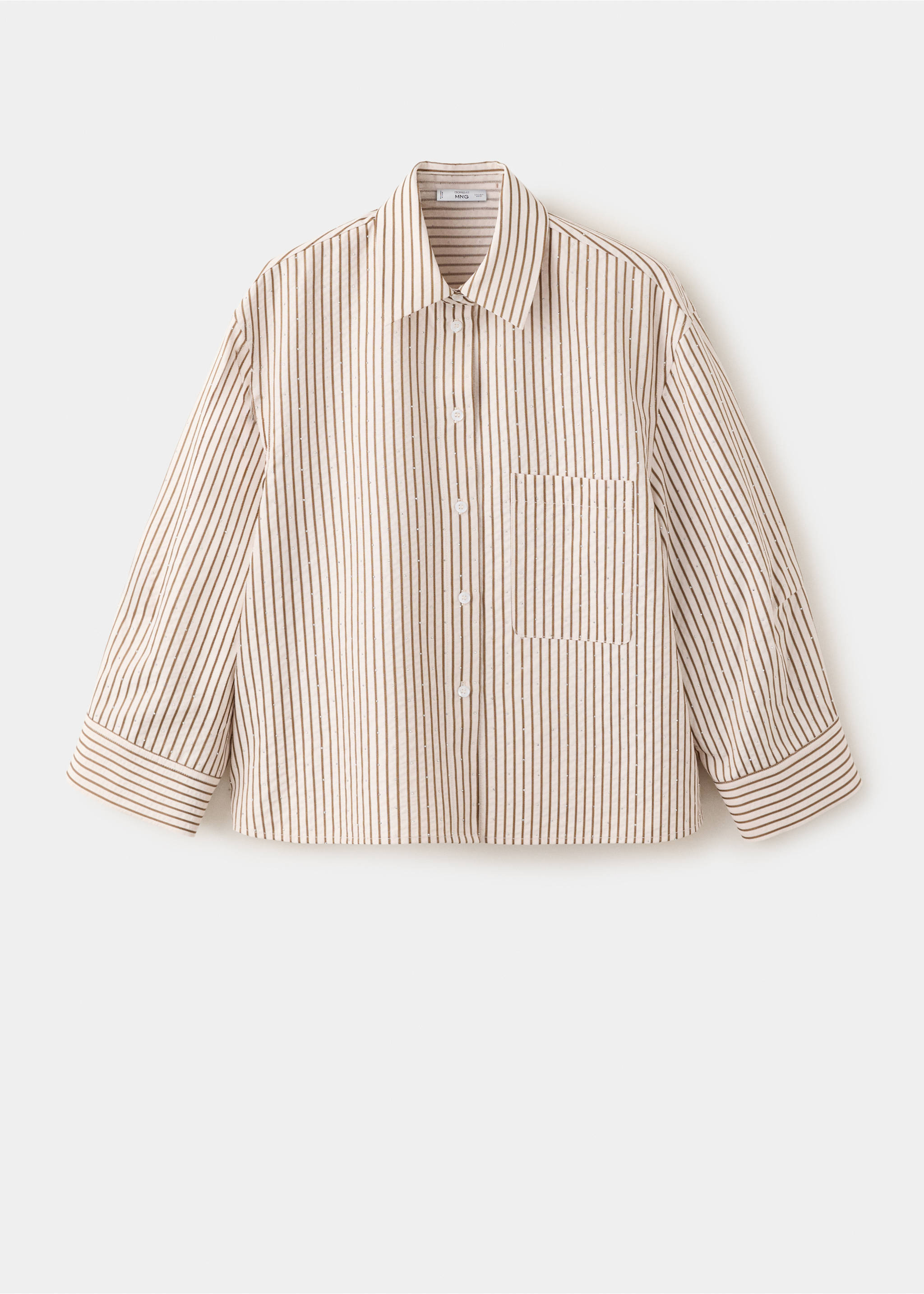 Striped rhinestone shirt - منتج دون نموذج, بني. Ref: 37014086-00.
