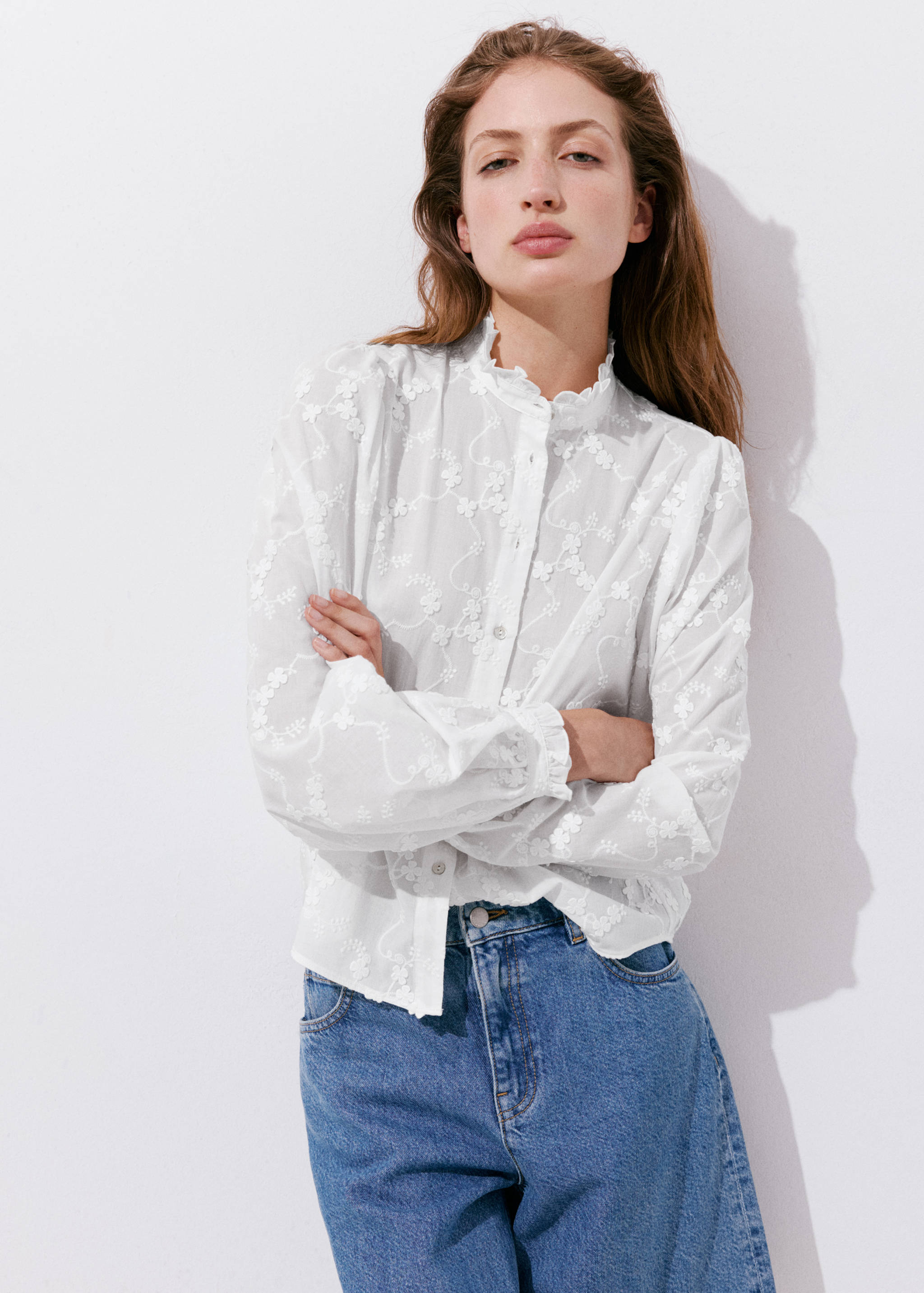 Blusa 100% algodón bordados florales - Detalle del artículo 1