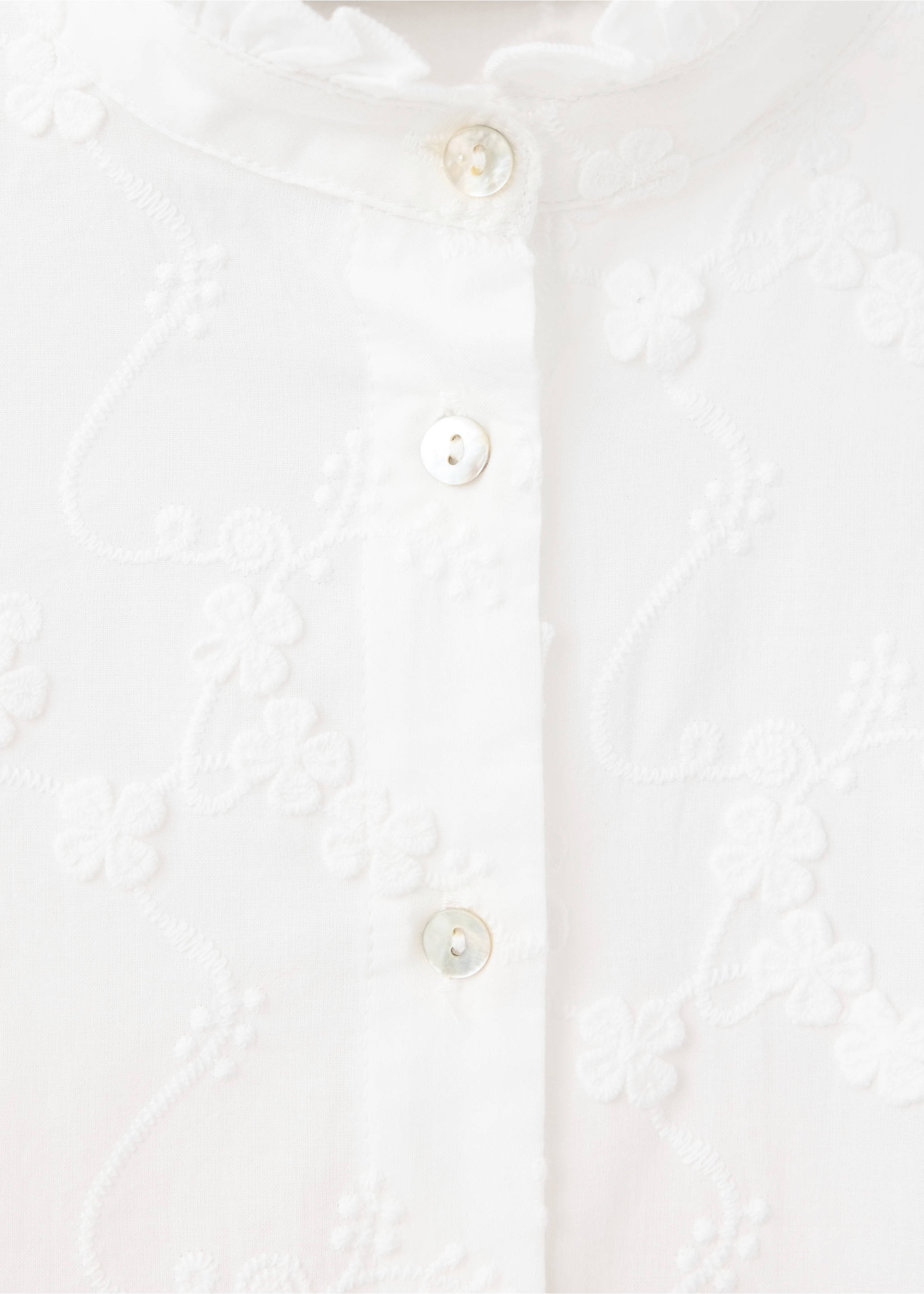 Blusa 100% algodón bordados florales - Detalle del artículo 8, Blanco. Ref: 37014087-00.