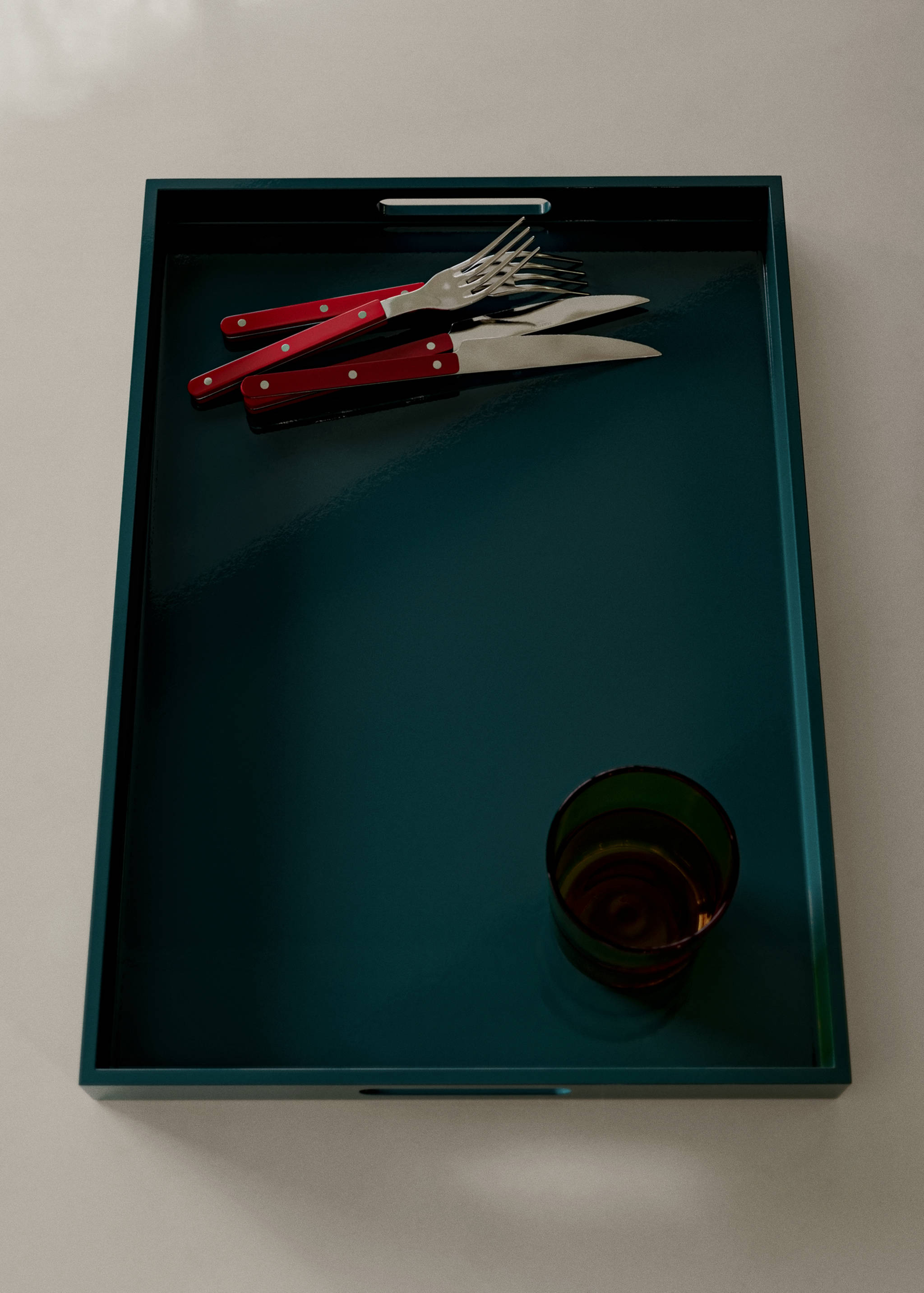 Lacquered rectangular tray 51x36x4cm - General plane