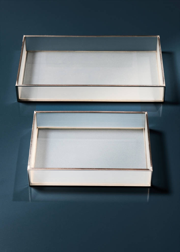 Medium rectangular transparent tray — Silver