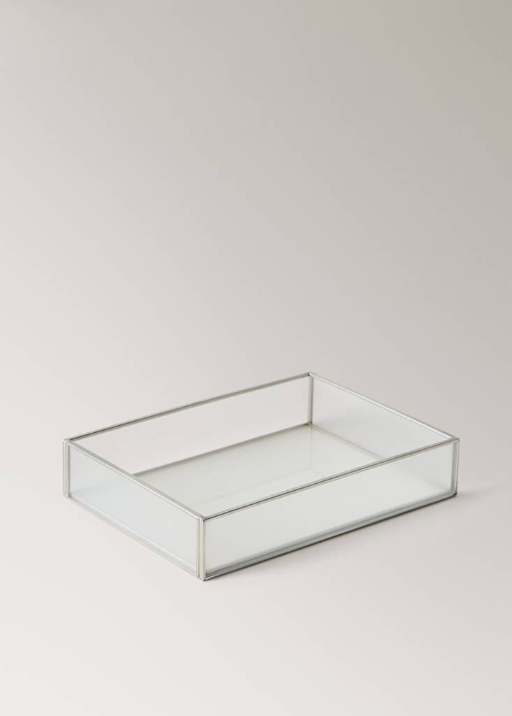 Medium rectangular transparent tray — Silver
