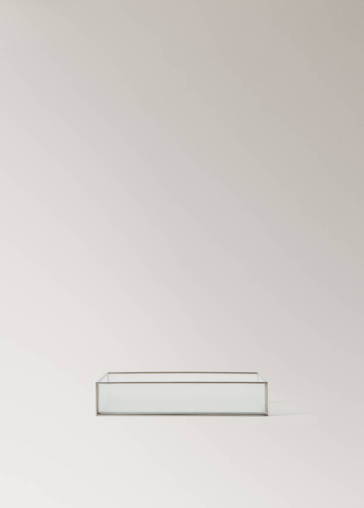 Medium rectangular transparent tray — Silver
