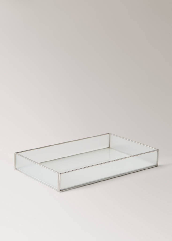 Large rectangular transparent tray — Silver