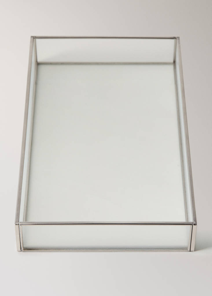 Large rectangular transparent tray — Silver