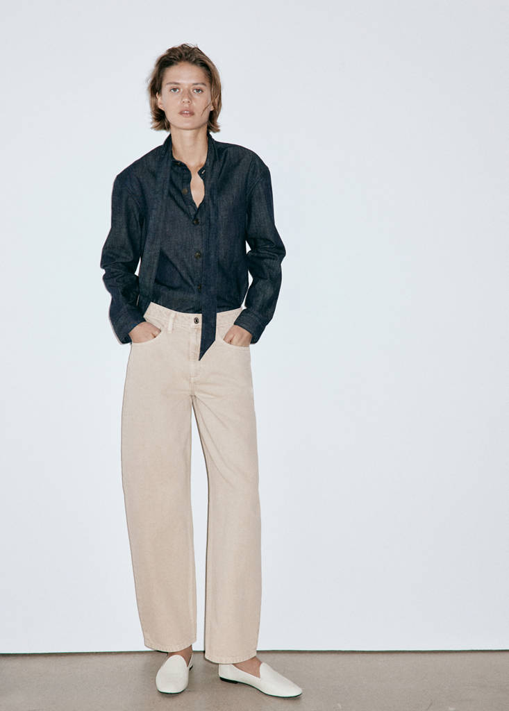 Mid-rise balloon jeans — Sand