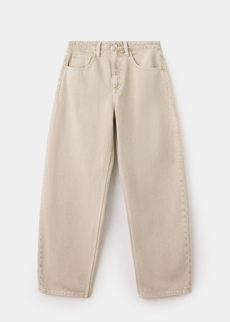 Mid-rise balloon jeans — Sand