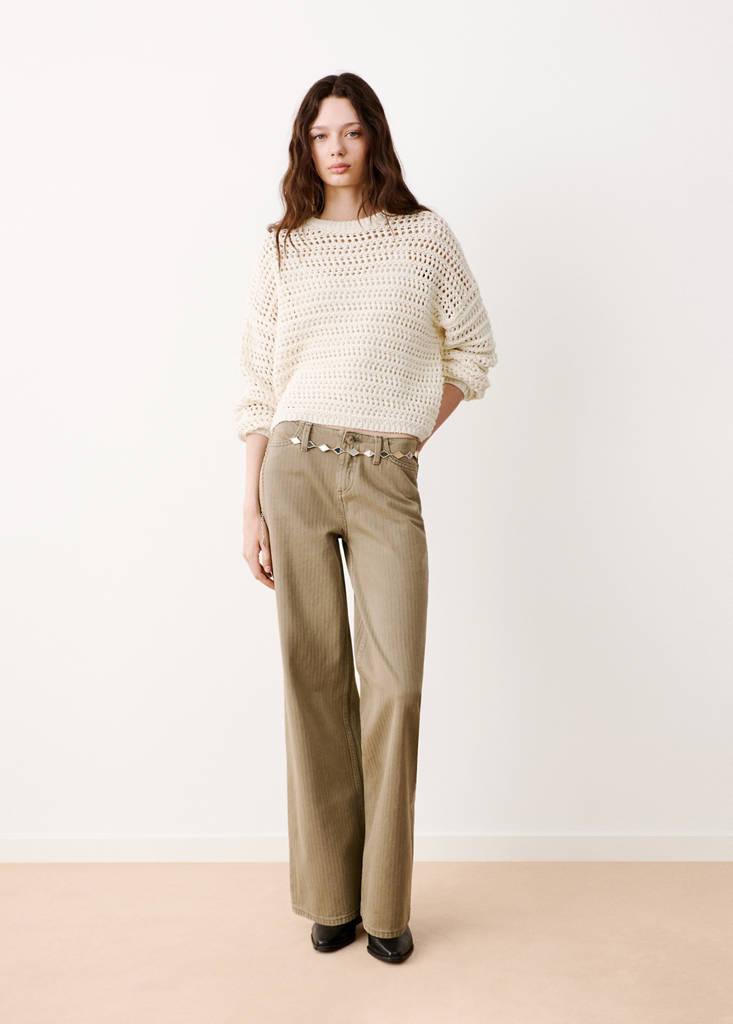 Long-sleeved crochet sweater — Off White