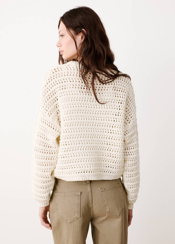 Long-sleeved crochet sweater — Off White
