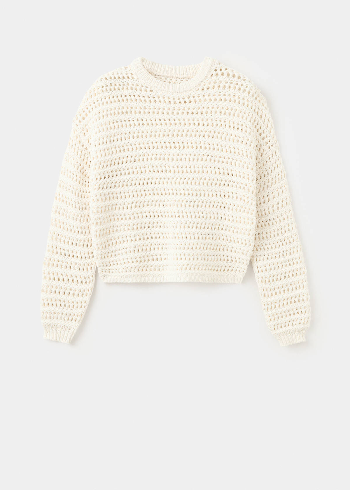 Long-sleeved crochet sweater — Off White