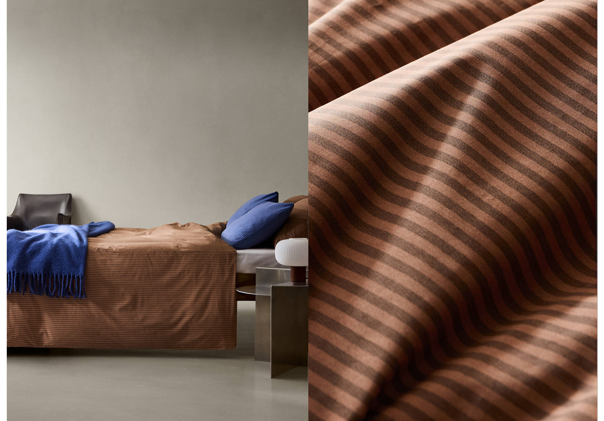 Percale cotton duvet cover 200 thread count fine kodak stripe print Bed 180/200 - Panoramic plane