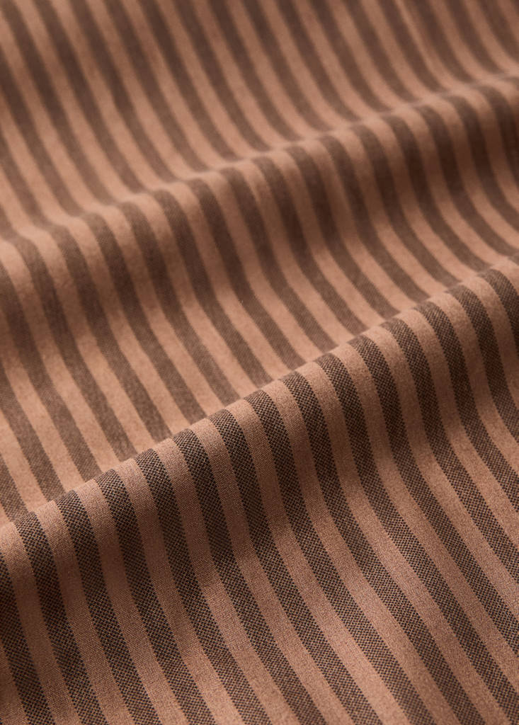Percale cotton duvet cover 200 thread count fine kodak stripe print Bed 180/200 — Brown