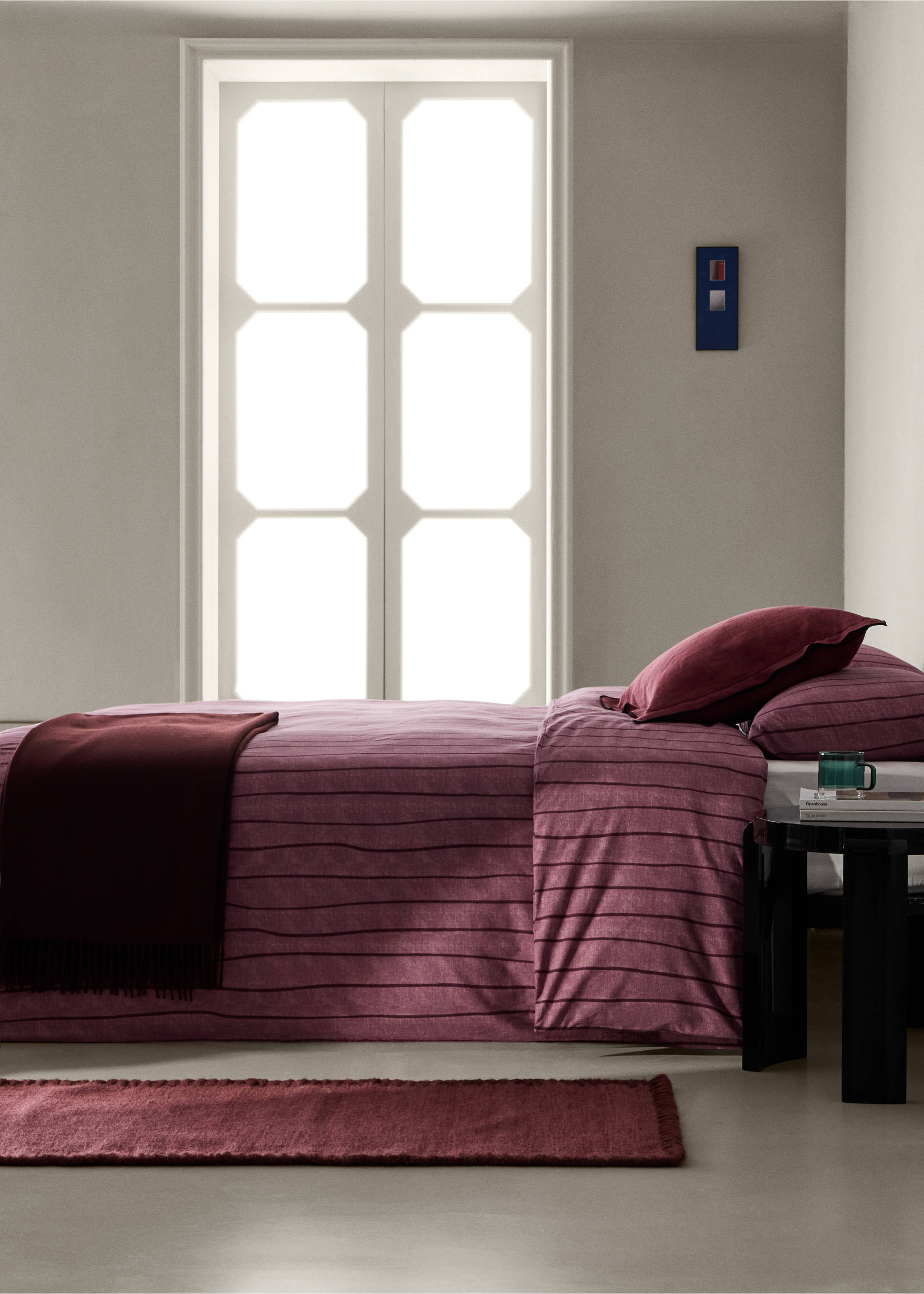 100% cotton striped duvet cover for single bed - General plane, Pale Pink. Ref: 37014103-00.