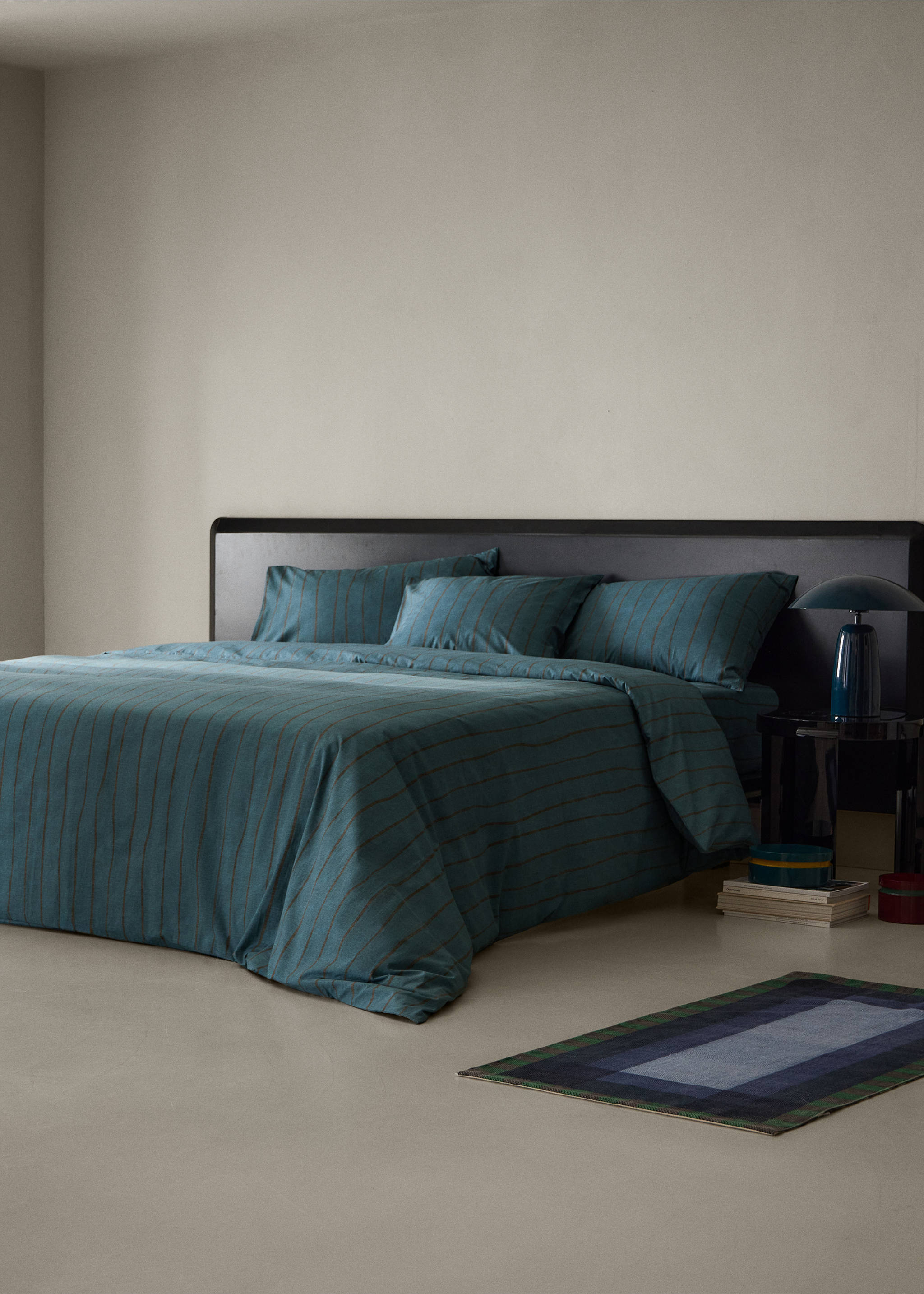 100% cotton striped duvet cover, for 180/200 cm bed - General plane, Petrol Blue. Ref: 37014106-00.