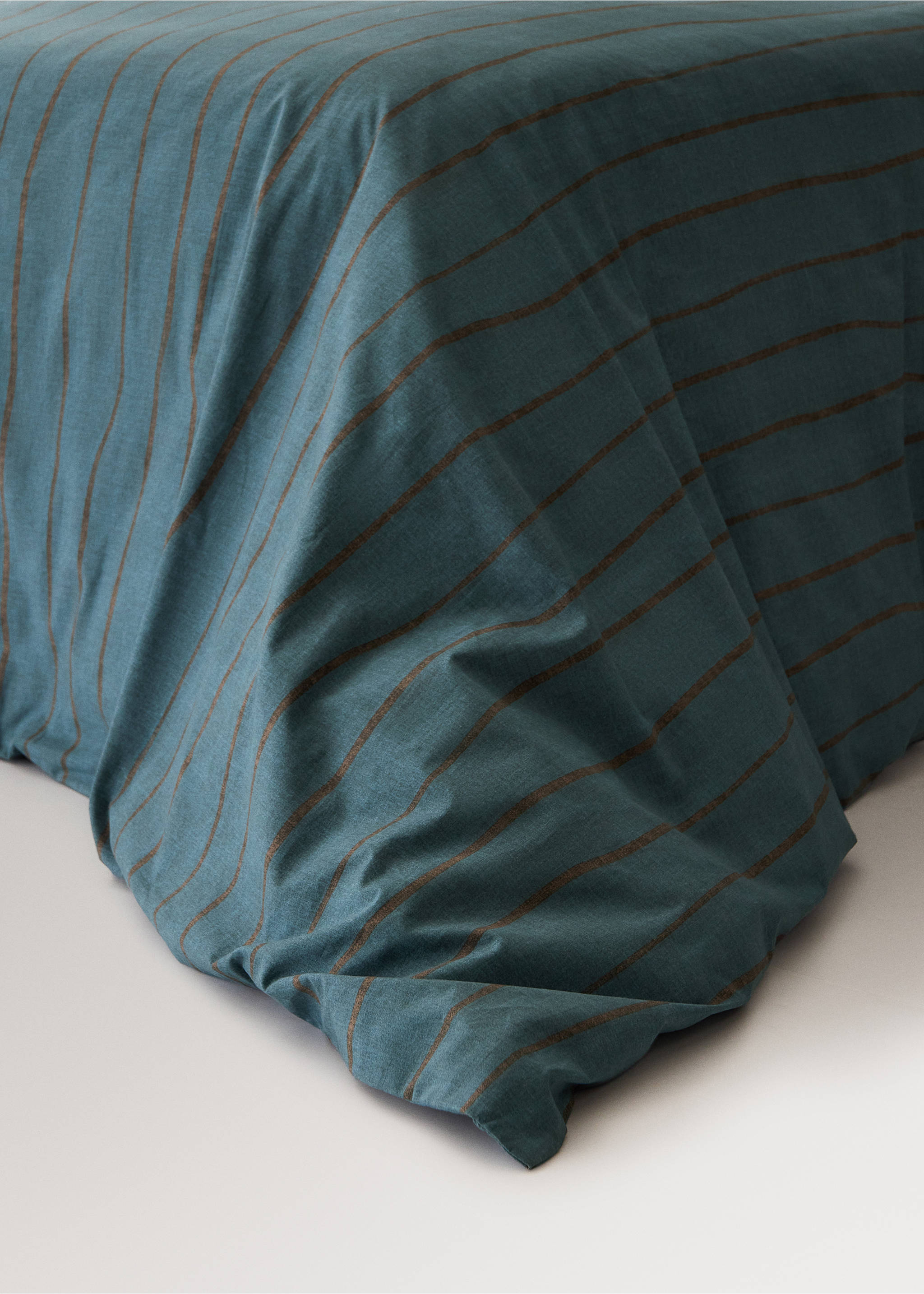 100% cotton striped duvet cover, for 180/200 cm bed - Details of the article 8, Petrol Blue. Ref: 37014106-00.