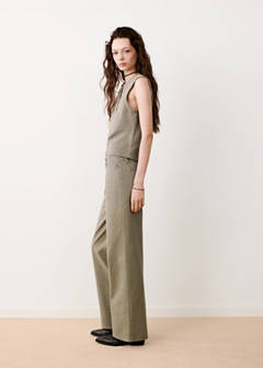 Wide leg striped jeans — Khaki 1