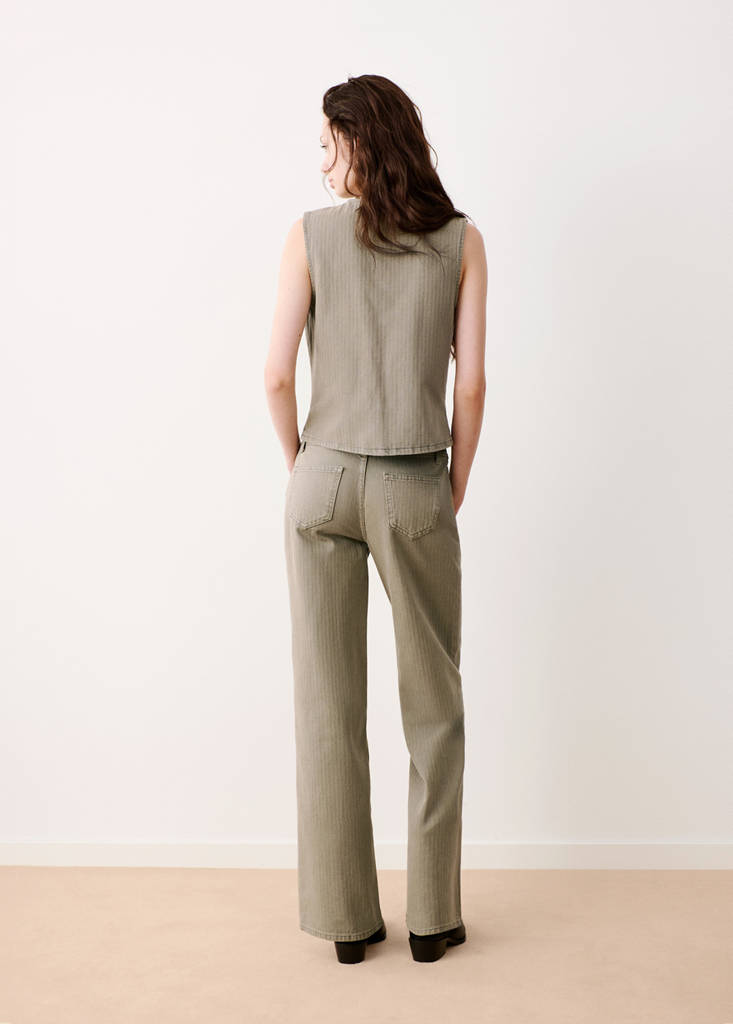 Wide leg striped jeans — Khaki