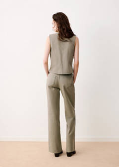 Wide leg striped jeans — Khaki 6