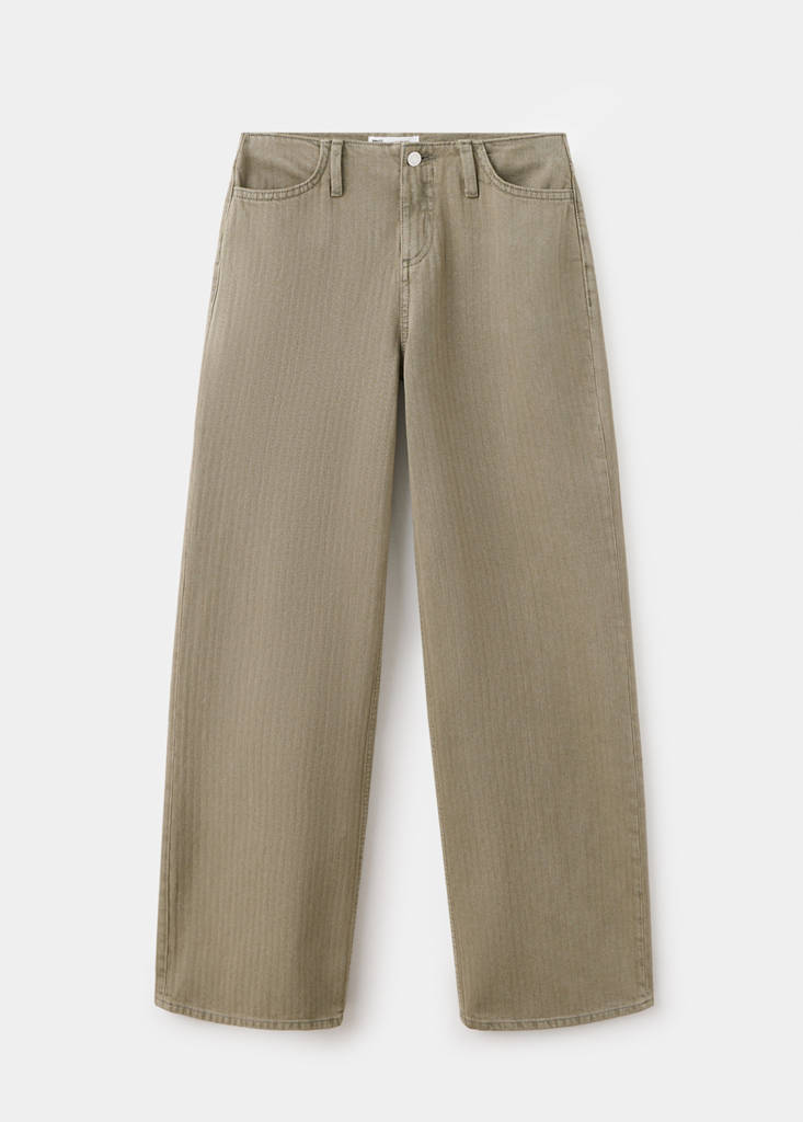 Wide leg striped jeans — Khaki