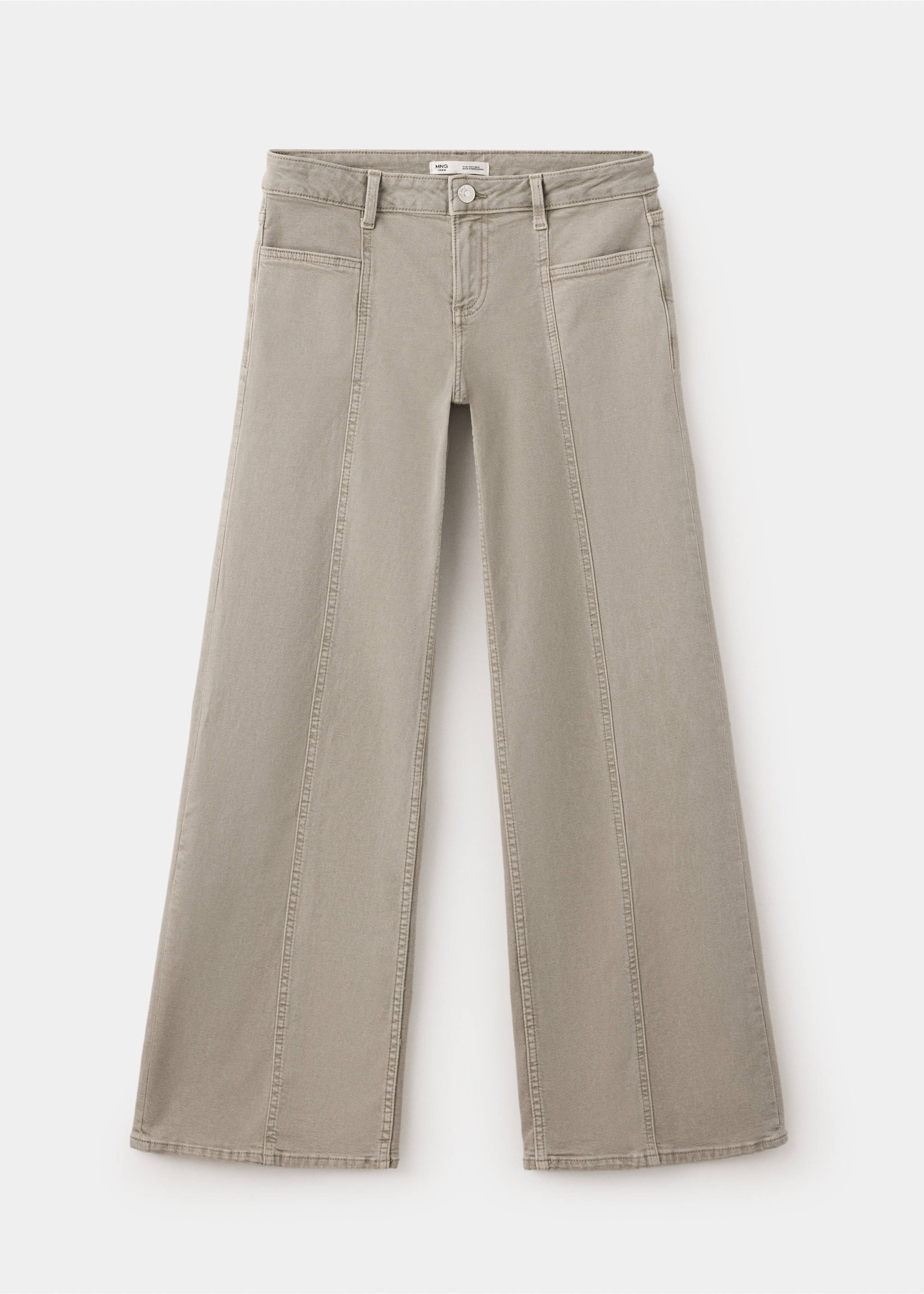 Jeans wide leg costuras decorativas - Artículo sin modelo, Khaki. Ref: 37014109-00.
