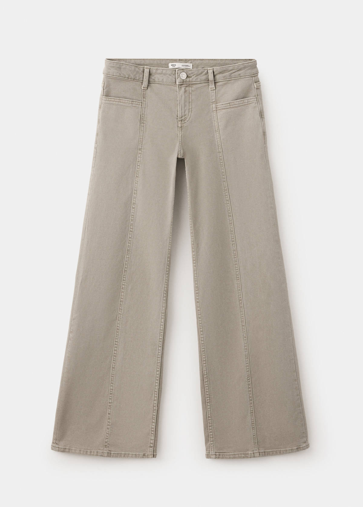 Wide-leg jeans with decorative stitching — Khaki