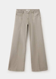 Wide-leg jeans with decorative stitching — Khaki 3