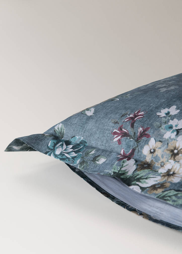Pack of 2 floral 100% cotton pillowcases 60 x 60 — Forest Green