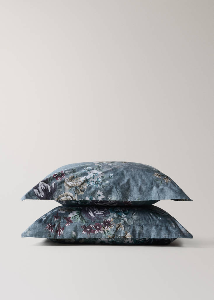 Pack of 2 floral 100% cotton pillowcases 60 x 60 — Forest Green