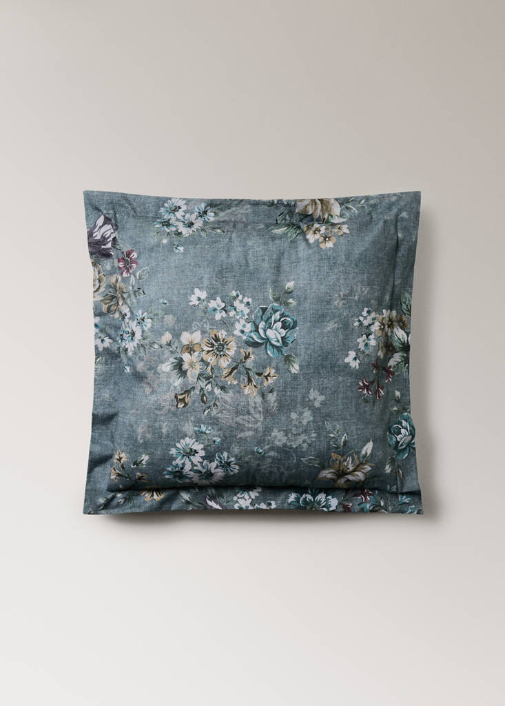 Pack of 2 floral 100% cotton pillowcases 60 x 60 — Forest Green