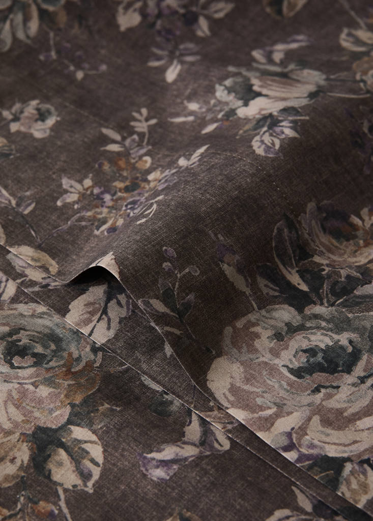 Floral-print pillow case 45x110cm — Brown