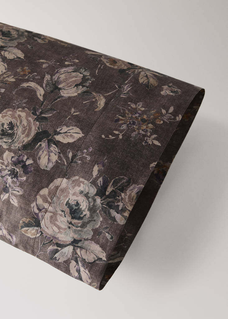 Floral-print pillow case 45x110cm — Brown