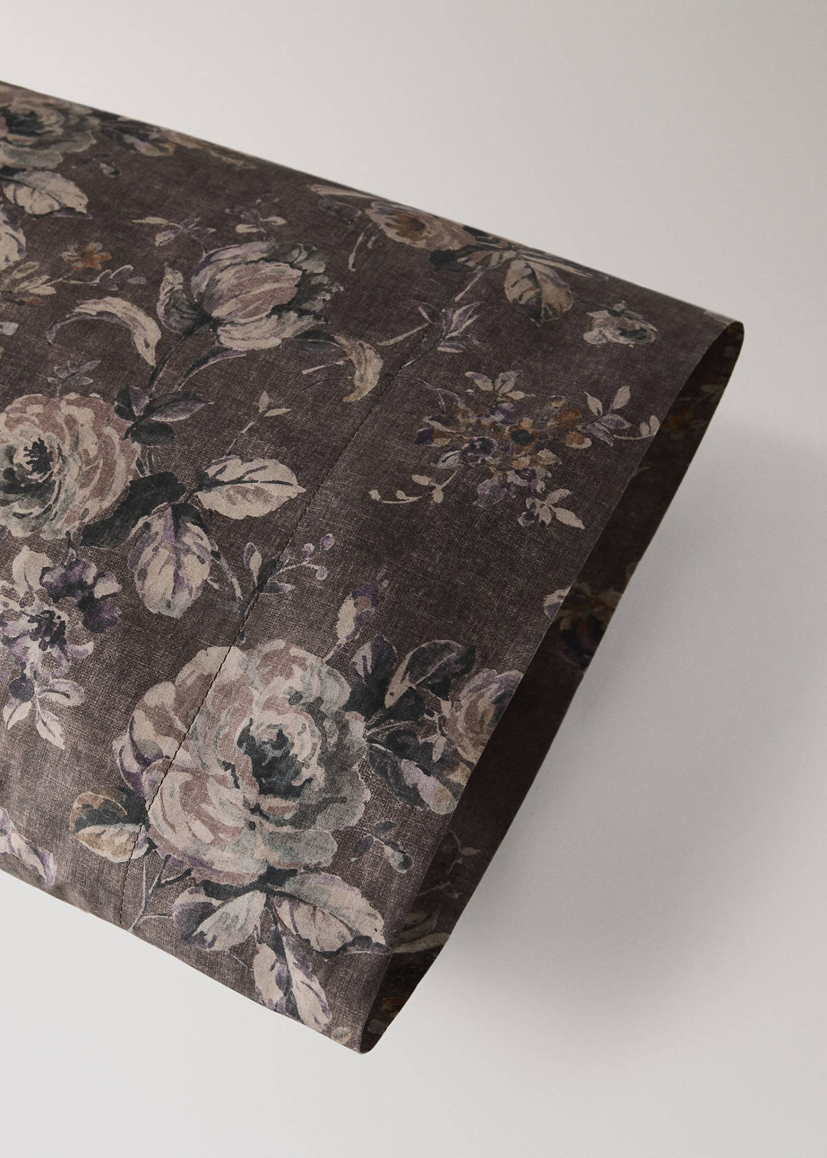 Floral-print pillow case 45x110cm — Brown
