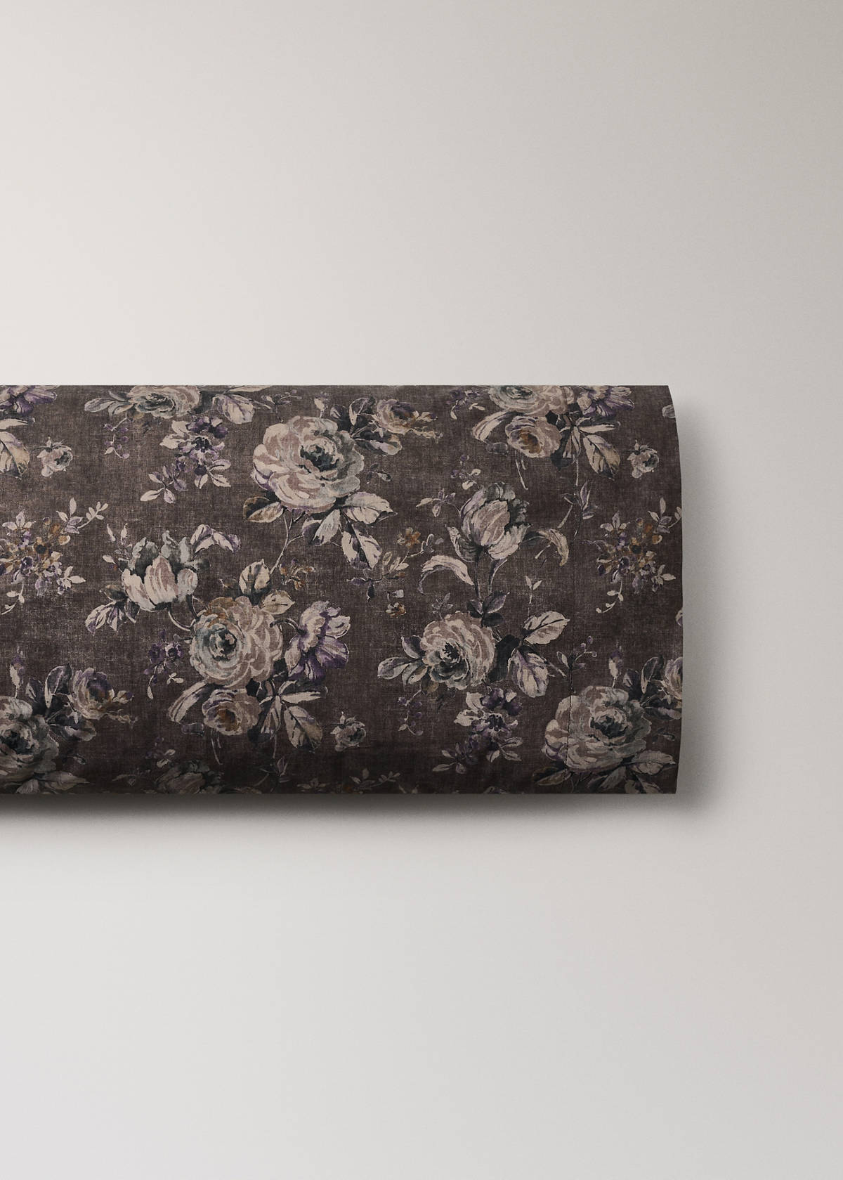 Floral-print pillow case 45x110cm — Brown