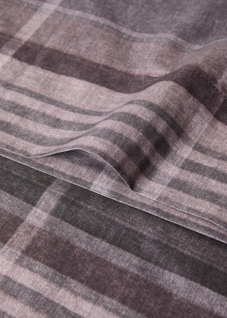 Multicoloured check percale cotton pillowcase 45x110 cm — Brown