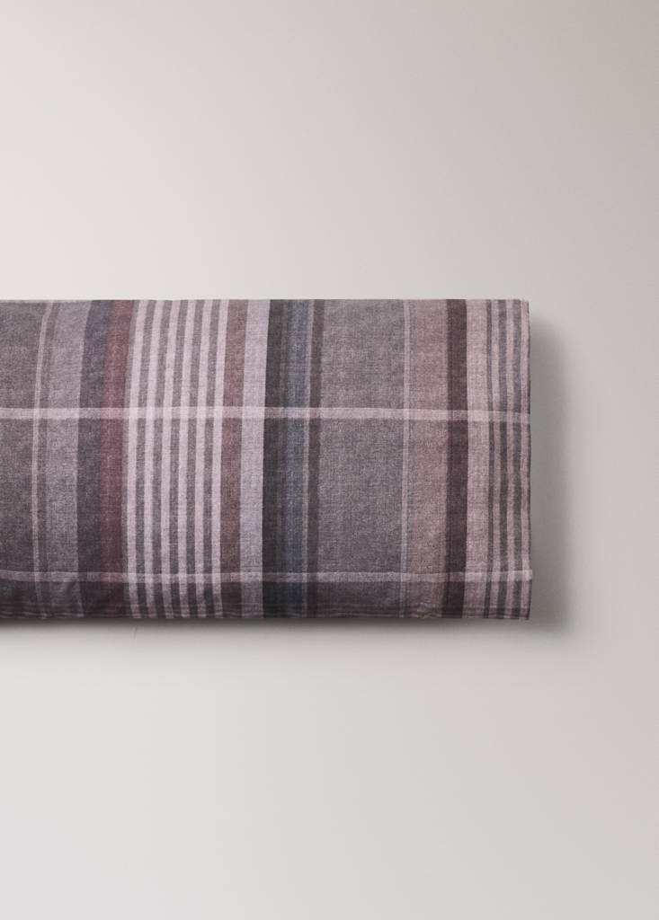 Multicoloured check percale cotton pillowcase 45x110 cm — Brown