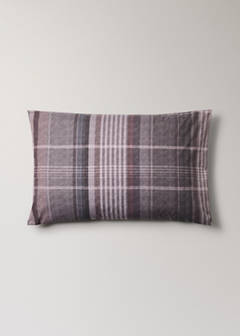 Two multicoloured check percale cotton pillowcases 50x75 cm — Brown 5