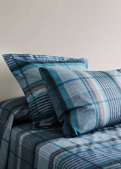 Two multicoloured check percale cotton pillowcases 50x75 cm — Forest Green 1