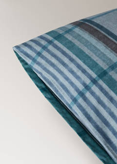 Two multicoloured check percale cotton pillowcases 50x75 cm — Forest Green 3