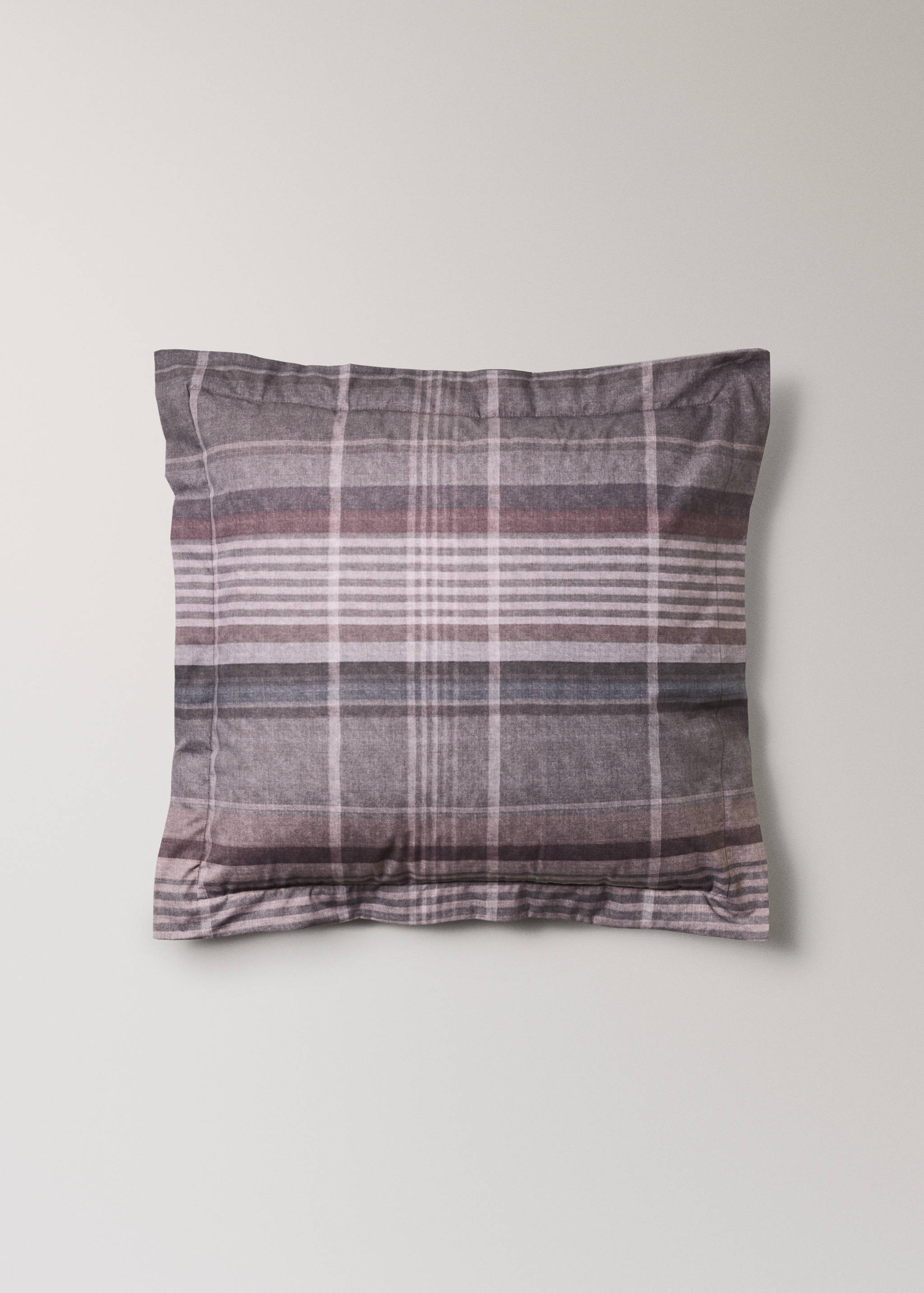 Two multicoloured checked percale cotton pillowcases 50x50 cm - Article without model