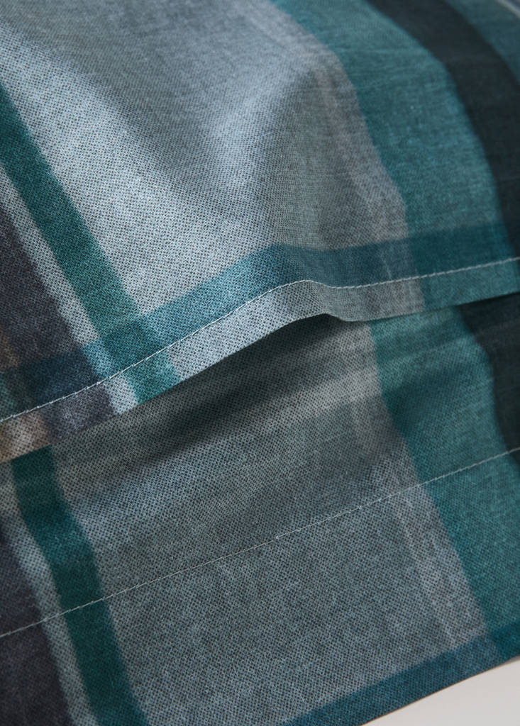 Two multicoloured checked percale cotton pillowcases 50x50 cm — Forest Green