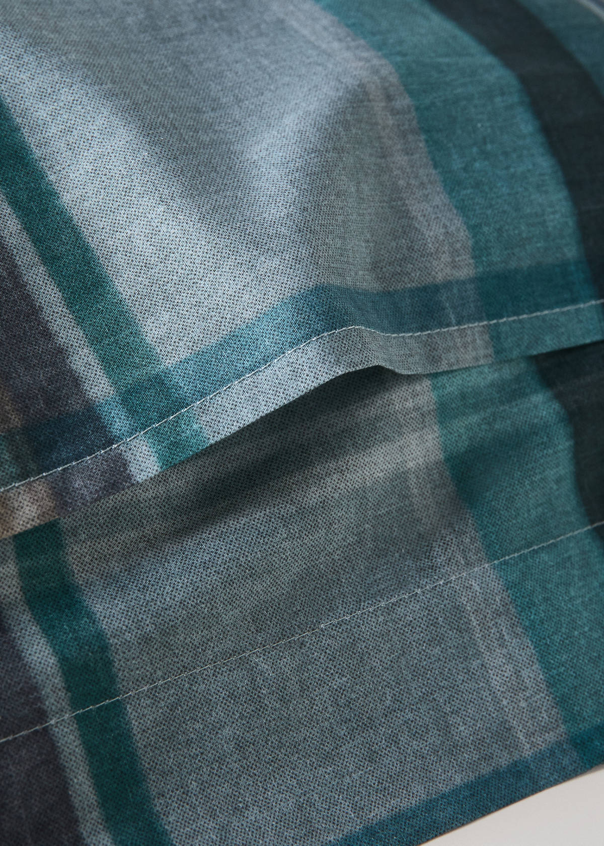 Two multicoloured checked cotton percale pillowcases 60 x 60 cm — Forest Green