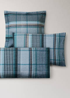 Two multicoloured checked cotton percale pillowcases 60 x 60 cm — Forest Green 5