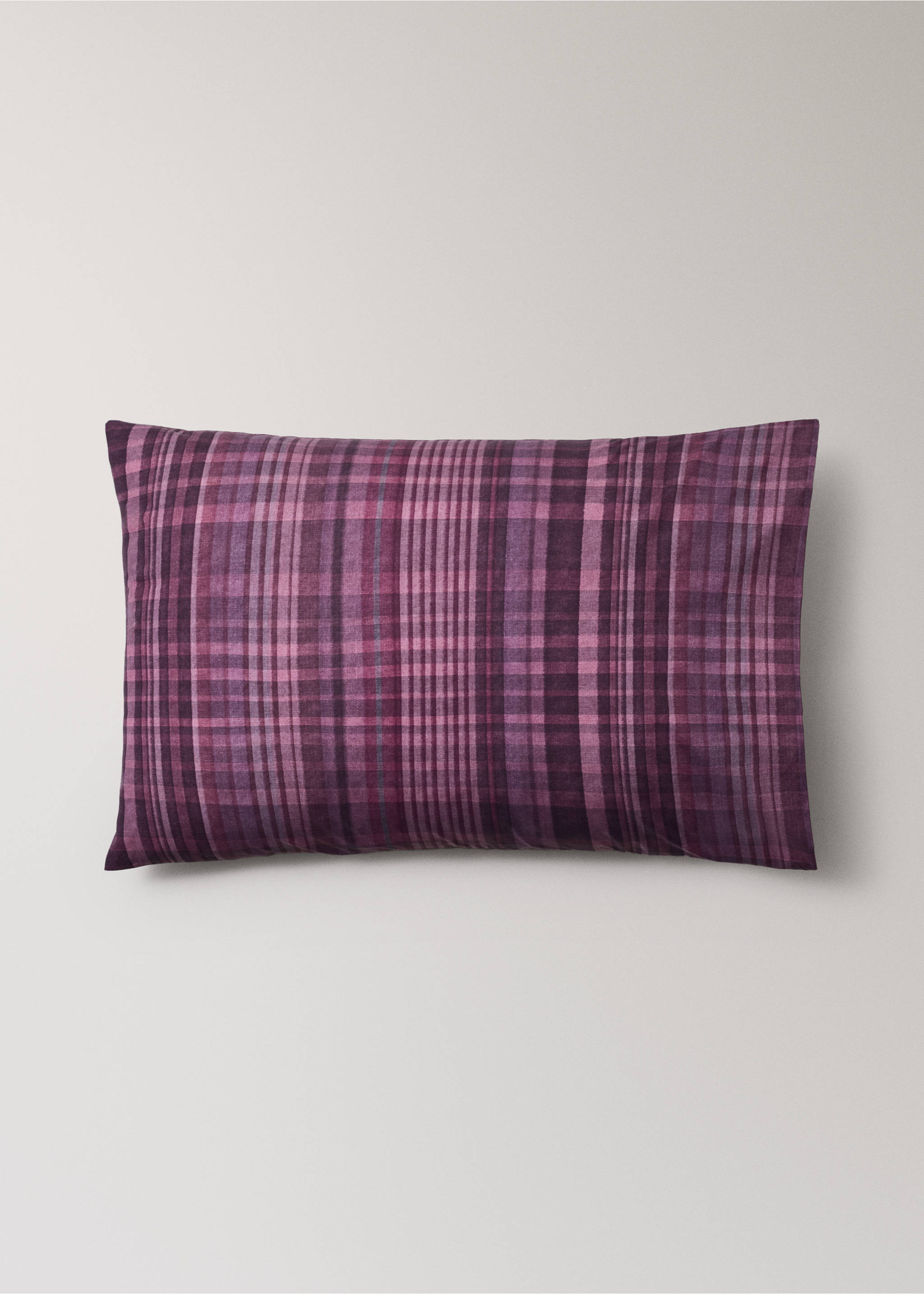 100% cotton plaid pillowcase 50 x 75 - Article without model, Wine. Ref: 37014118-00.