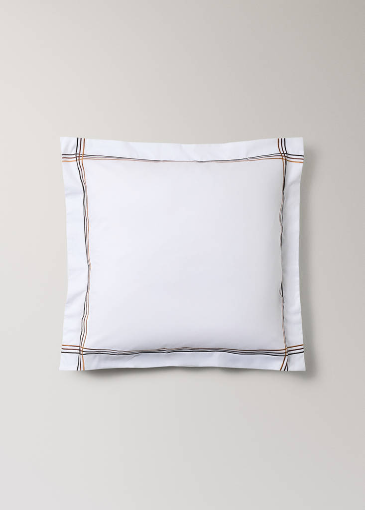 Pack of 2 pillowcases, 100% cotton, embroidered, 60 x 60 cm — Ecru
