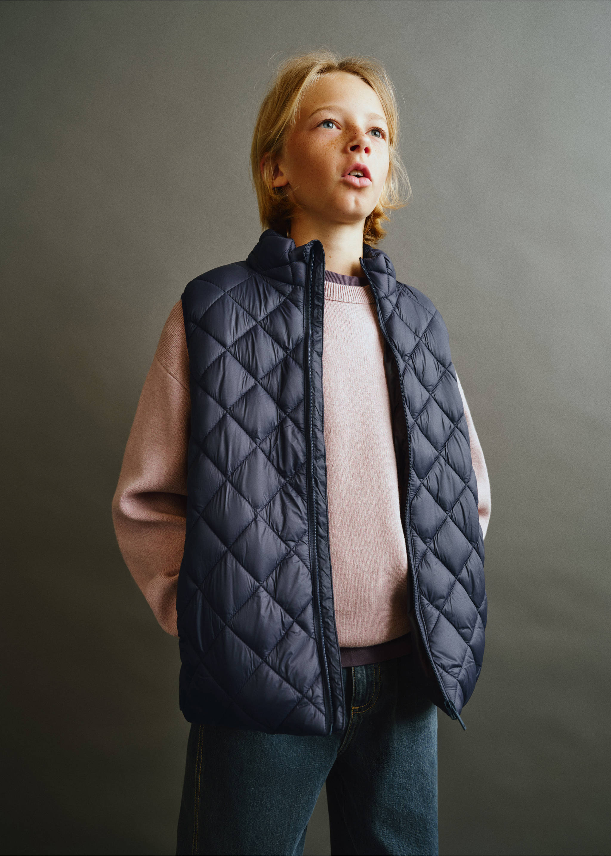 Diamond quilted waistcoat - Medium plane, Navy. Ref: 37014402-00.